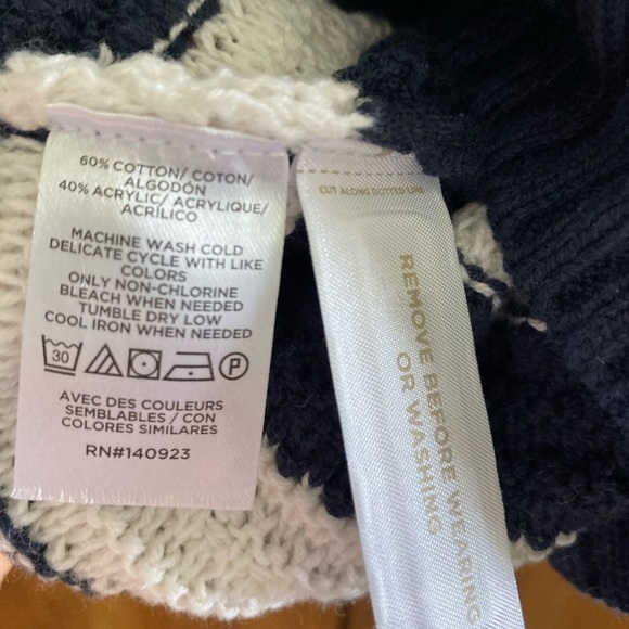 Loft Navy/White Striped Mixed Knit Sweater (Size XS) - Picture 2 of 6